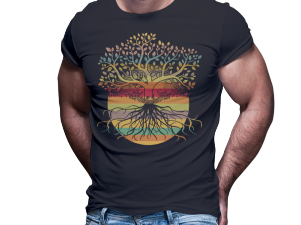 Living tree rainbow vintage tshirt design