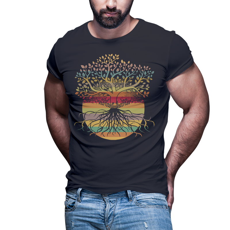 living tree rainbow vintage tshirt design