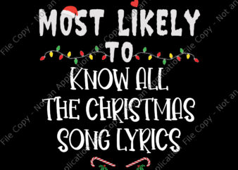 CRM138-Most Likely To Christmas Know All The Christmas Song Lyrics Svg, Christmas Svg, Christmas Song Lyrics Svg