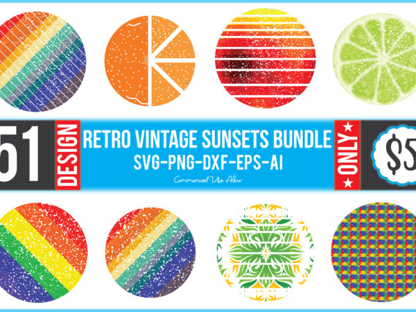 Retro vintage sunsets submission bundle t shirt design online