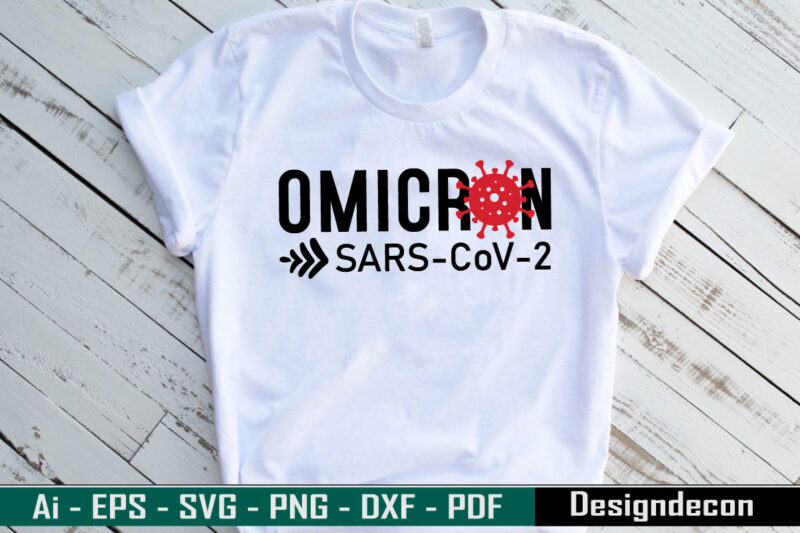 Omicron SARS-CoV-2 handwritten CORONAVIRUS quotes T-shirt Template. Typography of Omicron variant of Covid-19.