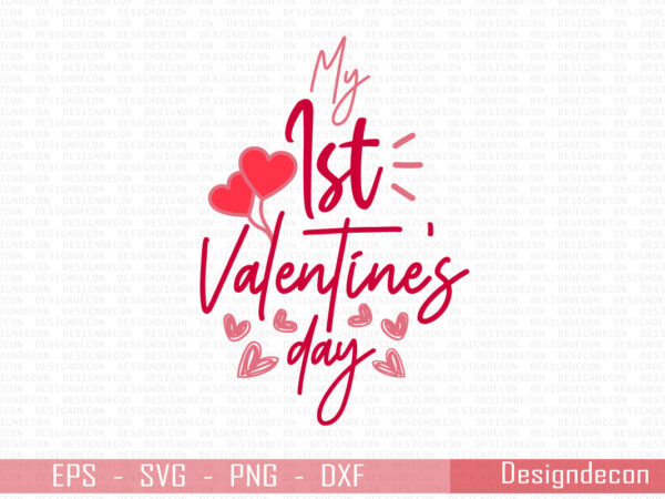 My 1st valentine’s day minimalist handwritten valentine quote t-shirt design template for kids