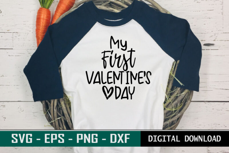 My First Valentine’s Day quote Typography colorful romantic SVG cut file for print on T-shirt and more merchandising