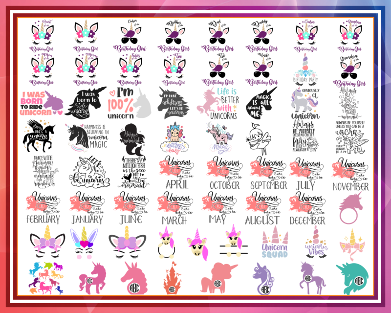 Combo 2000+ Unicorn Design SVG Bundle, Dada Unicorn Png, Svg, Png, dxf, eps, Dadacorn Png, Daddy Unicorn Sublimation, Instant Download CB998462714