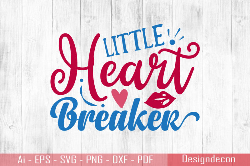 Little heart breaker Cute handwritten valentine quote T-shirt Design Template