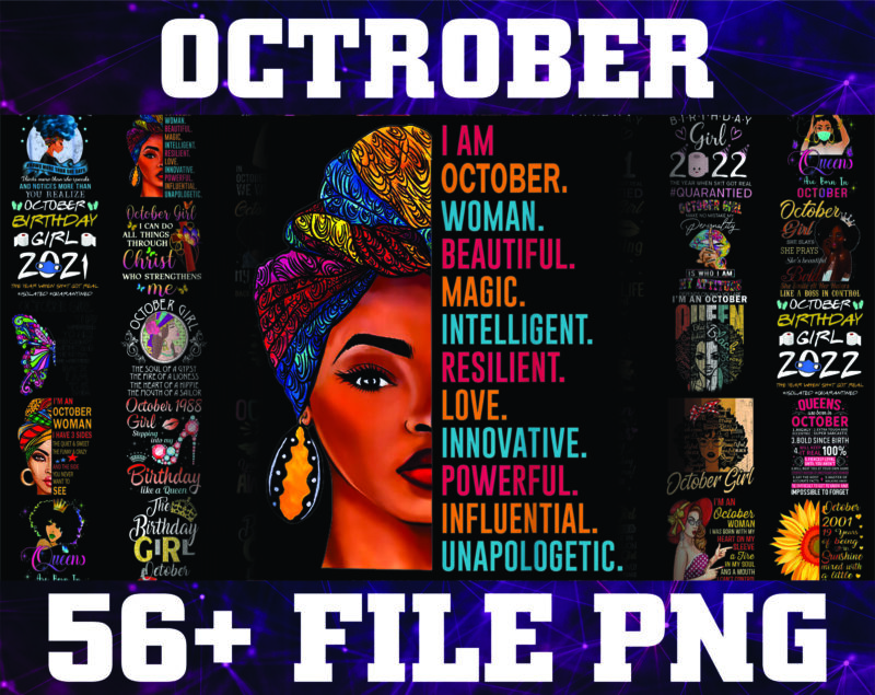 Combo 56+ October PNG Bundle, October Png, A Queen Was Born In October Birthday PNG, In October We Wear Pink Png, October Girls Png Digital 868498130