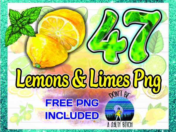 1 bundle 47 lemons & limes png designs, yellow lemon, green lemon png, summer drinks png, lemon clipart, bundle plus 1 free png file digital 1034132233