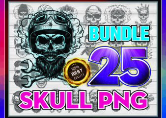 1 Bundle 25 Designs Skull PNG, Skull Clipart PNG, Skull Cut Files For Silhouette, Skull Files for Cricut, Skull Vector, Sublimation Designs 881695021