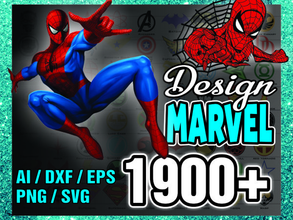 1a 1900+ marvel svg png designs, marvel avenger png, spiderman png, spiderman font, black panther, marvel chibi, image design bundle for cricut 1044725159