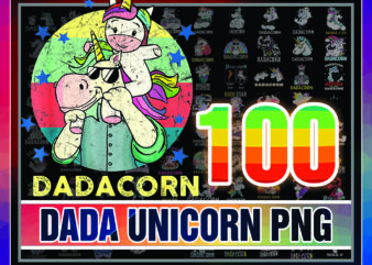 1 Combo 100 File, Dada Unicorn Design PNG, Unicorn Png, Digital Download, Daddy Unicorn Sublimation, Tshirt Design, Printable waterslide, 998462714