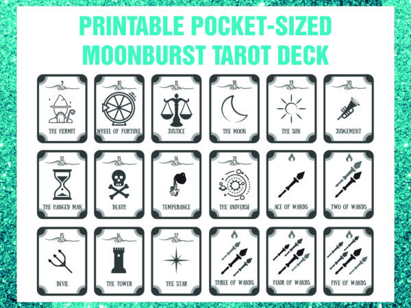 1 printable pocket-sized moonburst tarot deck, instant download, digital file pdf download 940086215