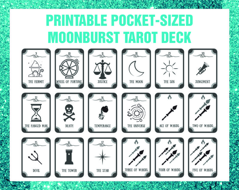 Printable Pocket-sized Moonburst Tarot Deck, Instant Download, Digital file PDF Download 940086215