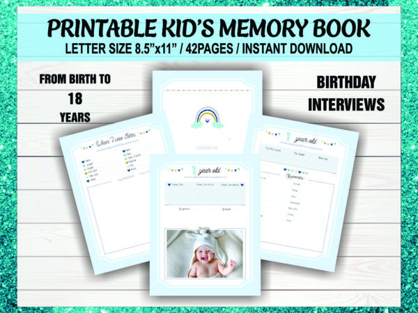 1 printable kid’s memory book, birthday interview letter, birthday interview pages, childhood memory journal, 0-18 years, instant download 959755968