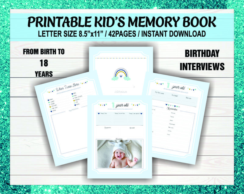 1 Printable Kid’s Memory Book, Birthday Interview Letter, Birthday Interview Pages, Childhood Memory Journal, 0-18 years, Instant Download 959755968