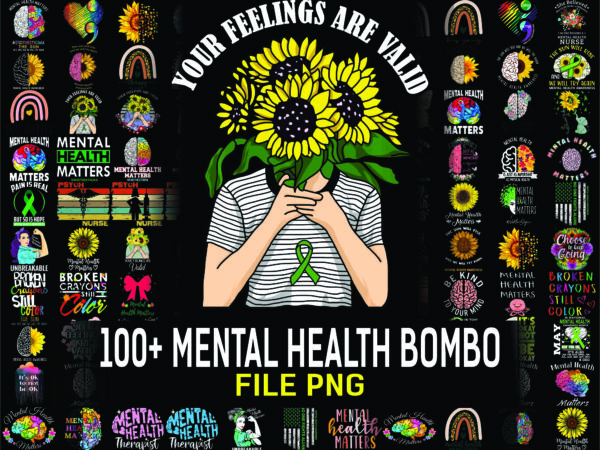 1 combo 100+ designs mental health png bundle, mental health matters png, mental health awareness png, depression awareness png, semicolon png 962123394