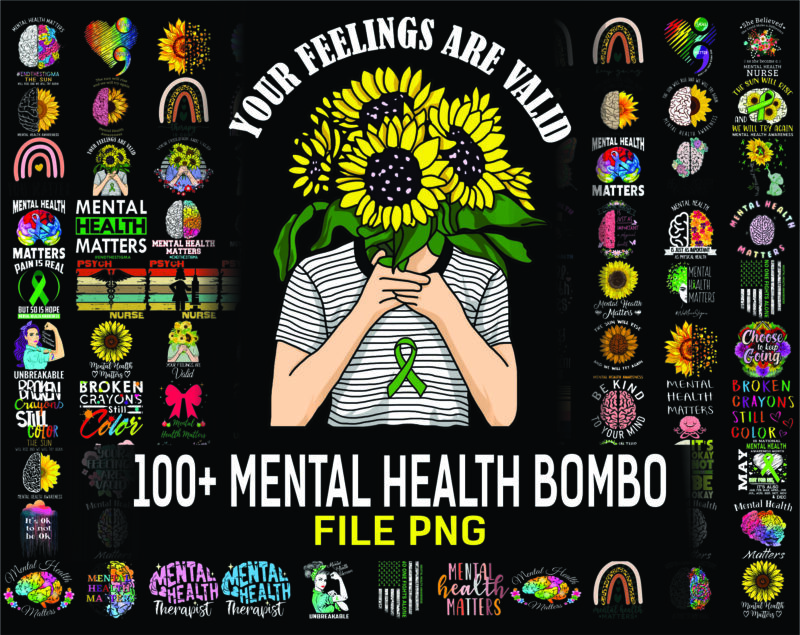 Combo 100+ Designs Mental Health PNG Bundle, Mental Health Matters Png, Mental Health Awareness Png, Depression Awareness Png, Semicolon Png 962123394