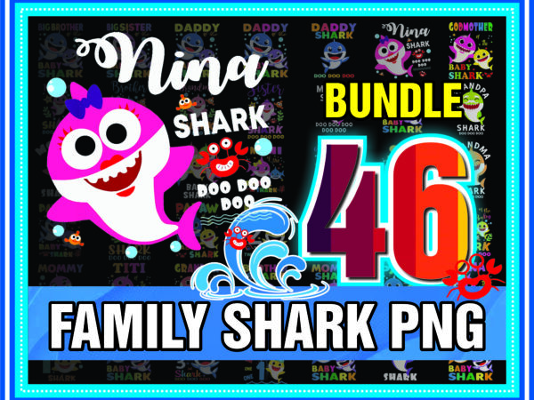 1a 46 family shark png bundle, baby shark png, birthday shark, baby shark birthday png, momy shark png, sister shark png, digital download 968703122