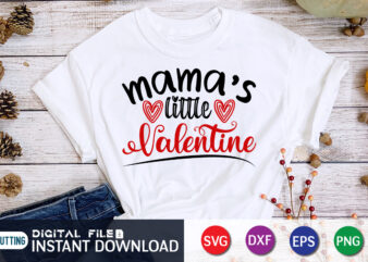 Mama’s Little Valentine T Shirt, Mother Lover T Shirt , Happy Valentine Shirt print template, Heart sign vector, cute Heart vector, typography design for 14 February