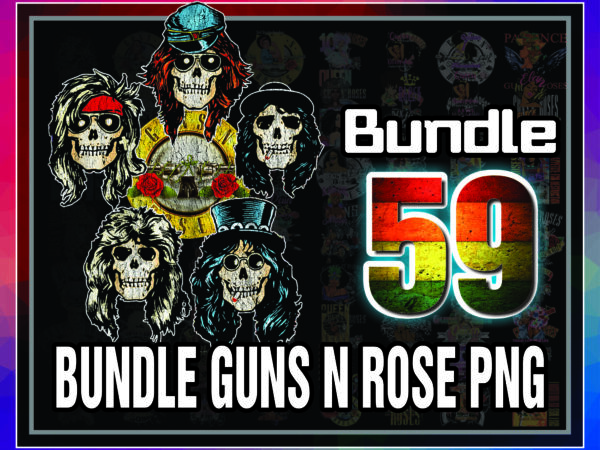 1 bundle 59 designs guns n rose png, skull, rock classic, rock lover, digital designs, printable, instant download 1032720867