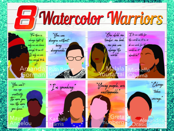 1 watercolor warriors, empowered women classroom posters, pastel, rainbow, social justices, changemakers, world changers, school, office 1037107301