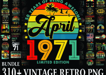 1 Bundle 310+ Vintage Retro 1971 Birthday, 50th Birthday Gift PNG, Files For Shirt, Print To Cut Files Combo, PNG Bundles, Digital Download 1013056948