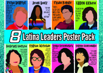 1 Bundle 8 Latina Leaders Poster Pack, Empowered Women, Changemakers, World Changers, Rainbow, Aesthetic, Printable, Classroom, Social Justice 1045886933