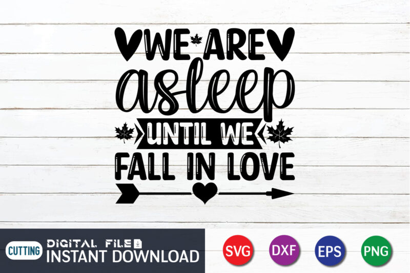 We are Asleep Until We Fall In Love T Shirt, Happy Valentine Shirt print template, Heart sign vector, cute Heart vector, typography design for 14 February