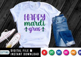 Happy Mardi Gras T shirt, Typography design for Mardi Gras