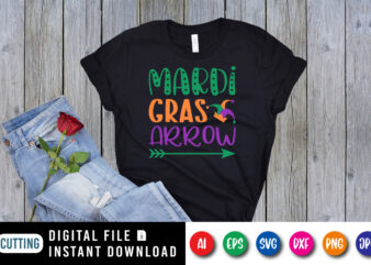 Mardi Gras arrow T shirt, Happy Mardi Gras shirt print template, Arrow hat vector