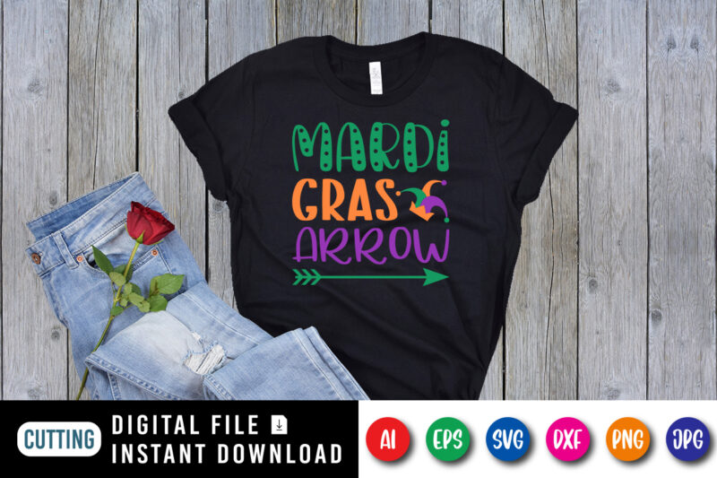 Mardi Gras arrow T shirt, Happy Mardi Gras shirt print template, Arrow hat vector