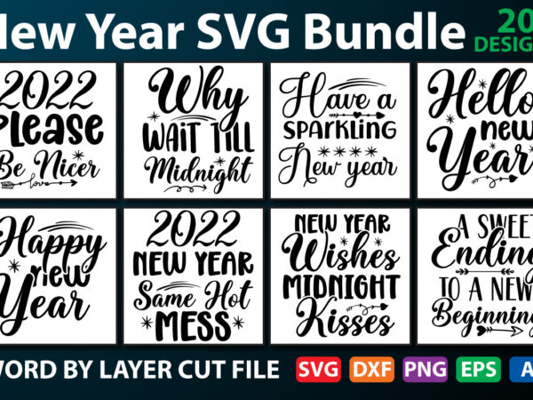 New year svg bundle 4 T shirt vector artwork