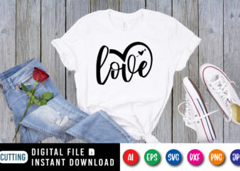 Love T shirt, Happy valentine shirt print template, Cute heart arrow vector, Typography design for 14 February