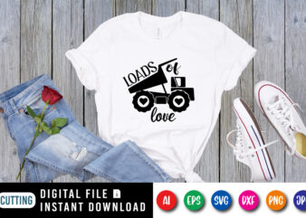 Loads of love T shirt, Happy valentine shirt print template, valentine Tractor heart vector, Cute Illustration for 14 February