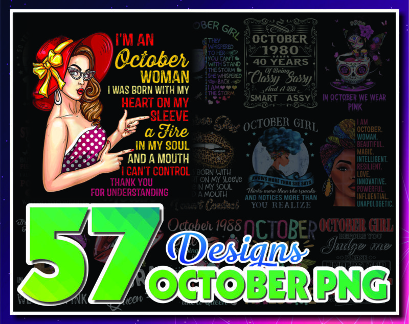 Combo 57 October PNG Bundle, October Png, A Queen Was Born In October Birthday PNG, In October We Wear Pink Png, October Girls Png Digital 868498130