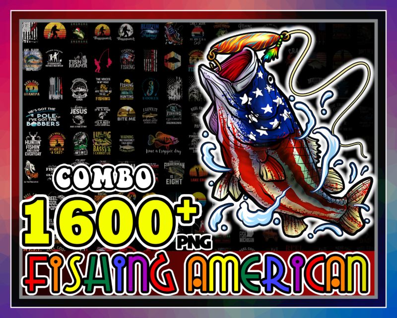 Combo 1600+ Fishing American Png Bundle, Fish American Flag Png, Fathers Day, Tshirt USA Bass png, Fishing Sublimation, Instant Download CB1001468510