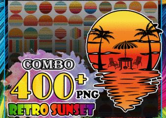 1 Combo 400+ Retro Sunset PNG Bundle, Vintage Retro Sunset, Sunset Clipart, Summer Svg, Tropical Beach Png, Beach Palm Tree,Sunset Sublimation CB1029735900