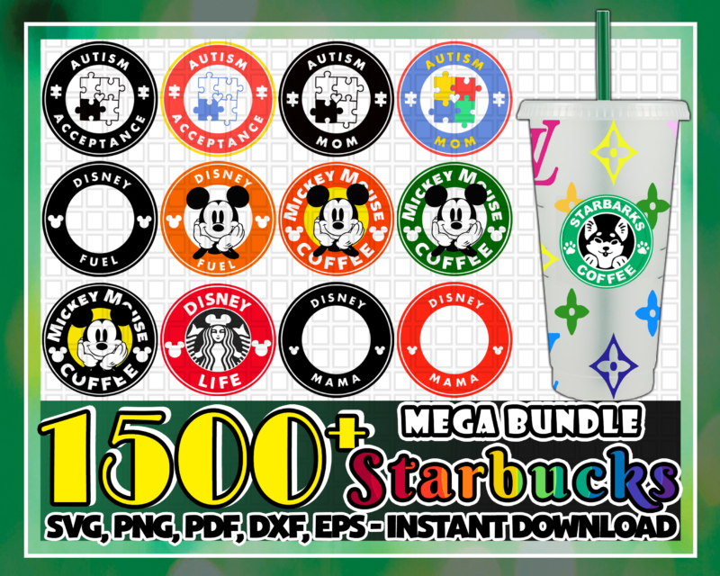 1 Combo 1500+ Starbucks Mega Bundle, Starbucks Coffee Logos, Starbucks Font, Files For Cricut Svg, Png, Dxf, Eps, Jpg, Instant Download 1021134989