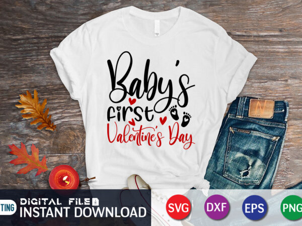 Baby’s first valentine’s day t shirt, happy valentine shirt print template, heart sign vector, cute heart vector, typography design for 14 february Baby’s first valentine’s day t shirt, happy valentine shirt print template, heart sign vector, cute heart vector, typography design for 14 february