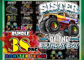 1 Bundle 38 Monster Truck Png, Boy Monster Truck Birthday png, Matching Family Of The Birthday Boy png, Gift For Son, Monster Truck Lovers 1013142589