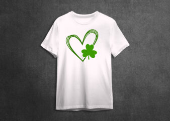 St Pactricks Day, Three Leaf Clover With Heart Diy Crafts Svg Files For Cricut, Silhouette Sublimation Files t shirt template vector