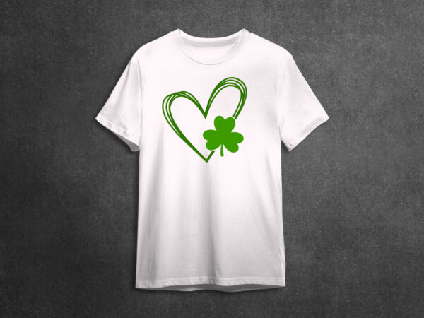 St pactricks day, three leaf clover with heart diy crafts svg files for cricut, silhouette sublimation files t shirt template vector