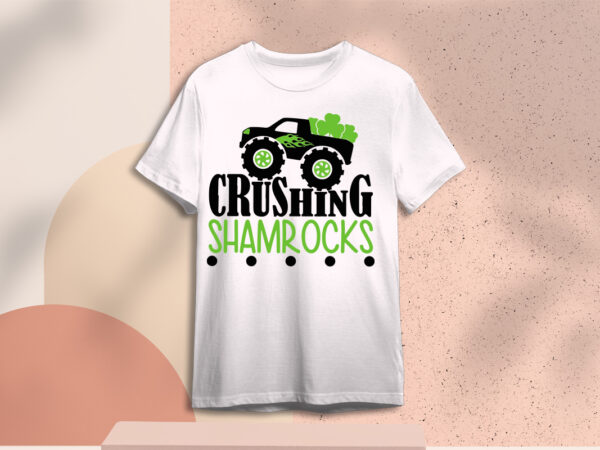 St patricks day, crushing shamrock with car three leaf clover diy crafts svg files for cricut t shirt template vector