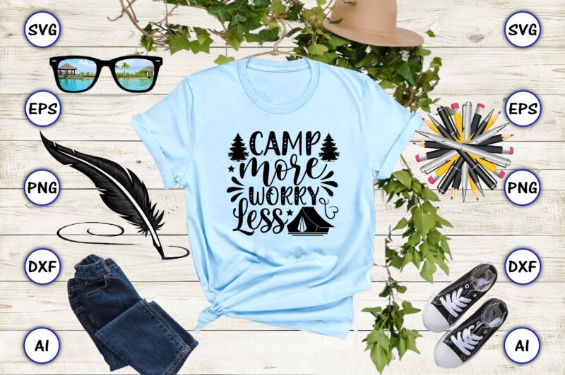 Camping Funny Print-Ready PNG & SVG Vector T-Shirt 60 Design Bundle