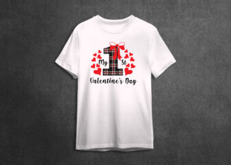 Love Day My 1st Valentines Day Red & Black Buffalo Plaid Font Diy Crafts Svg Files For Cricut, Silhouette Sublimation Files t shirt vector graphic