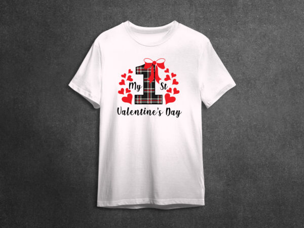 Love day my 1st valentines day red & black buffalo plaid font diy crafts svg files for cricut, silhouette sublimation files t shirt vector graphic