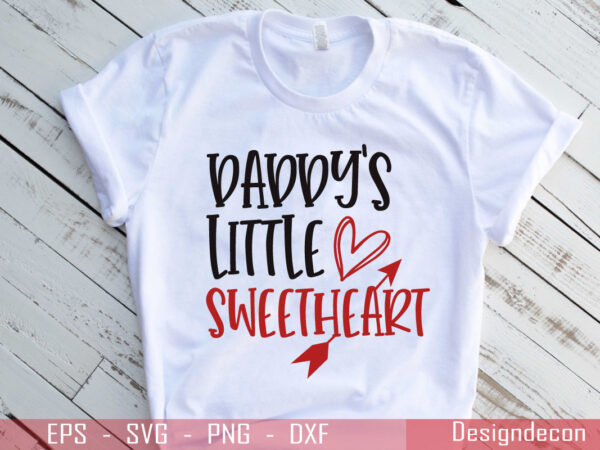 Daddy’s sweet heart colorful minimalist handwritten valentine quote t-shirt design template