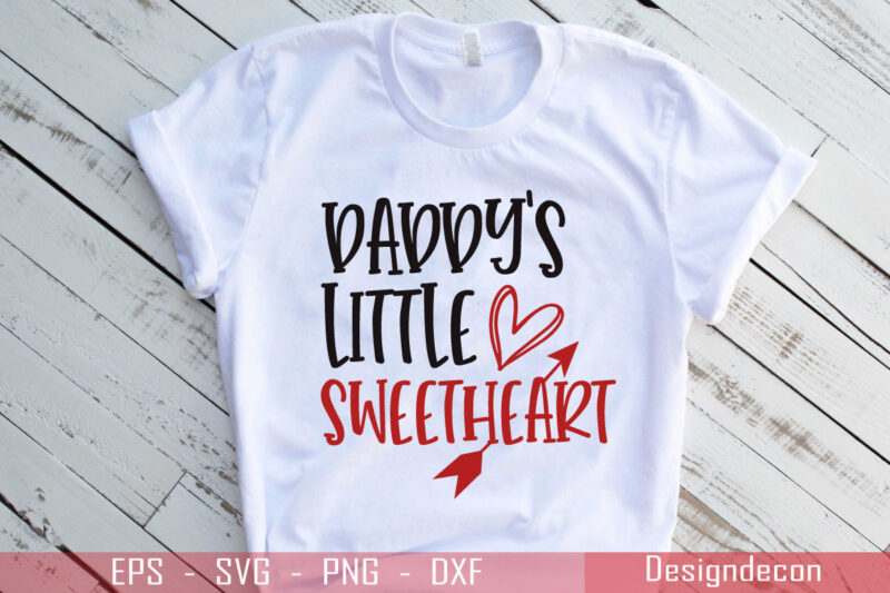 Daddy’s sweet heart colorful minimalist handwritten valentine quote T-shirt Design Template