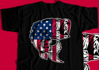 American Fish T-Shirt Design For Commercial User