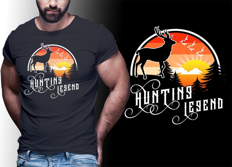 HUNTING Vintage Retro Tshirt Designs Bundle Editable