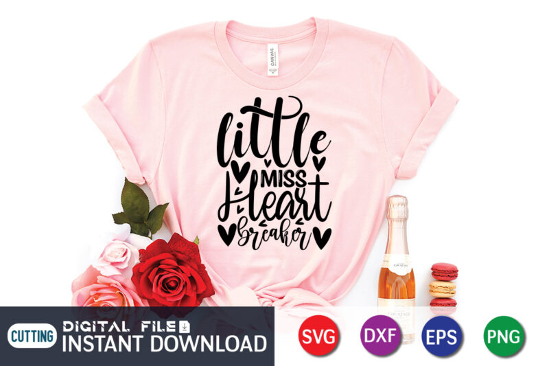 Little Miss Heart Breaker T Shirt, Happy Valentine Shirt print template, Heart sign vector, cute Heart vector, typography design for 14 February